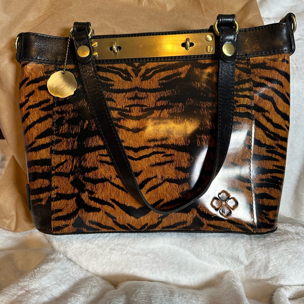 Patricia Nash Tiger Stripe Leather Tote - Picture 4 of 11
